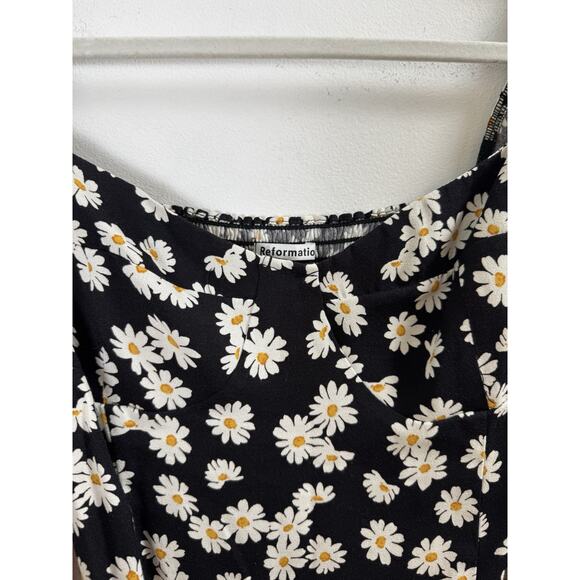 Reformation Black Daisy Sweetheart Blouse Sexy Classic Timeless Coquette Twee 6 - Picture 2 of 7